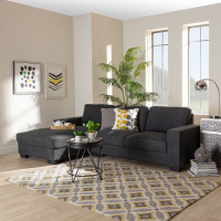 Baxton Studio J099S-Dark Grey-LFC Nevin Modern and Contemporary Dark Grey Fabric Upholstered Sectional Sofa with Left Facing Chaise